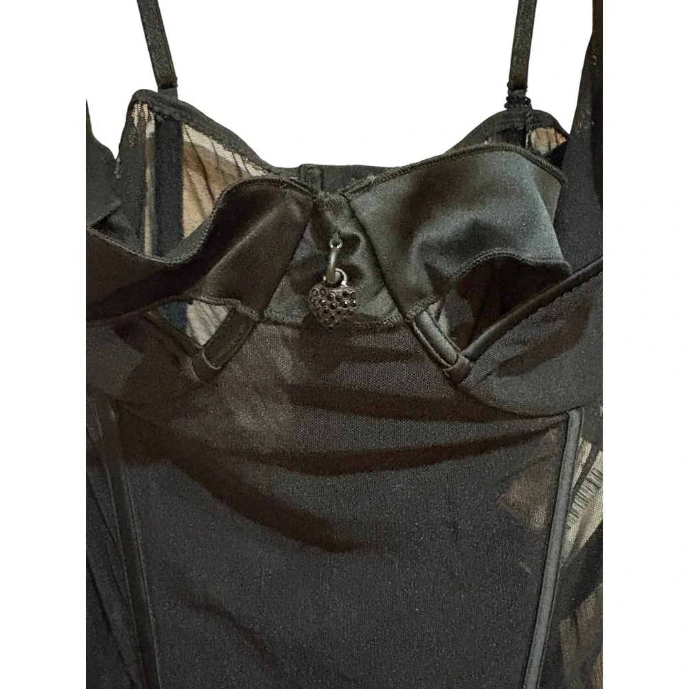 La Perla Black Label Corset Bustier Sheer Mesh Garter Top Made in Italy Size 38